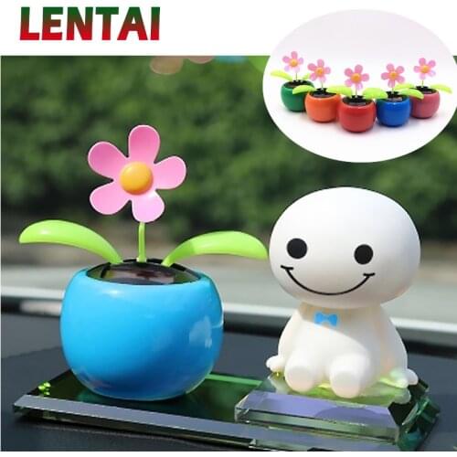 LENTAI For Jeep renegade wrangler grand Skoda octavia a7 a5 2 rapid Jaguar 1PC Car Shaking Head Flower Styling Solar Accessories