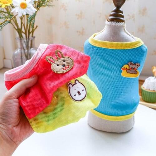 Summer New Thin Breathable Cartoon Cool Mesh Vest Small Dog Shirt Pet Clothes Puppy T Shirt Para Perro Cat Rabbit Bear