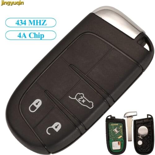 Jingyuqin Remote Car Key Fob Control 434MHZ 4A Chip For Jeep Compass Original Factory 3 Buttons