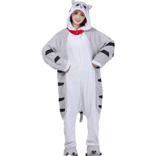 Funny Cheese Cat Onesies for adults Double Zippers Cartoon One-Piece Pajamas For Women Men One-Piece Pijamas Halloween Costume