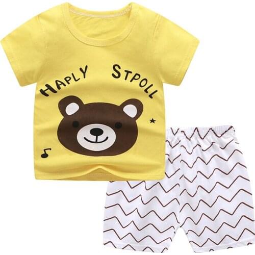 H969 Fashion 2021 New Character Pattern Baby Boys T-shirt+shorts Print Kids Girls Suit Casual Childrens Sets Clothing