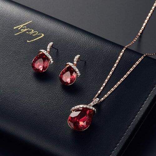 Alloy Crystal Necklace Earrings Jewelry Set Bridal Jewelry Set Party Birthday Gift Accessories
