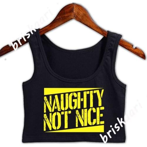 Naughty Not Nice Funny Gift Crop Top Natural Crop Top Summer Style Personalized Round Collar Interesting Standard Fashion Vest