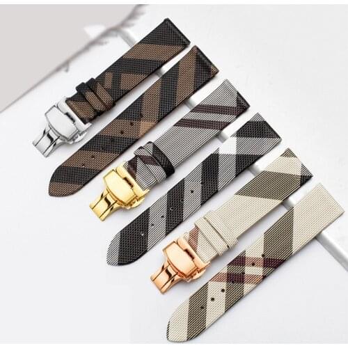 PU+Cow Leather Watchband 12 14 16 18 20 22mm Black Brown Strap Butterfly Buckle For BU1938 DW Tissot Watch Chain