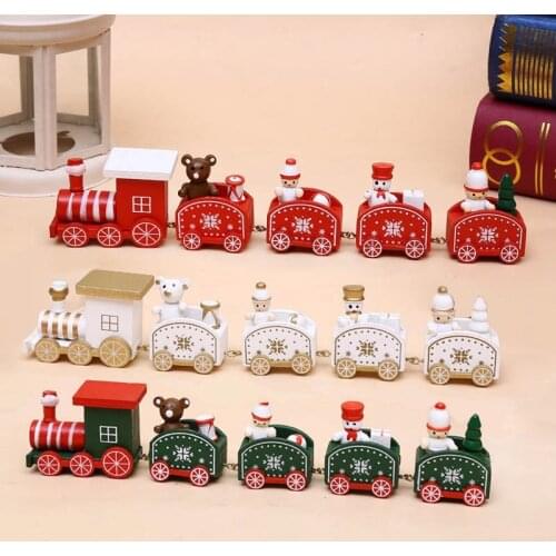 Merry Christmas Wooden Train Ornament Christmas Decoration For Home Santa Claus Gift Natal Navidad Noel 2022 New Year Xmas Decor