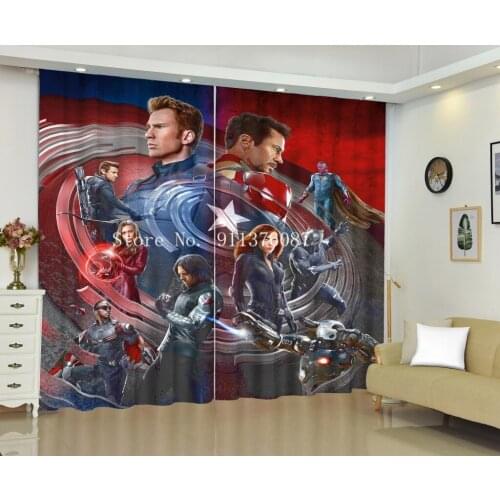 Disney Avengers Iron Man 3D Blackout Curtains Bedroom Living Room Kitchen Computer Room Home Decoration for Children Boys Gift
