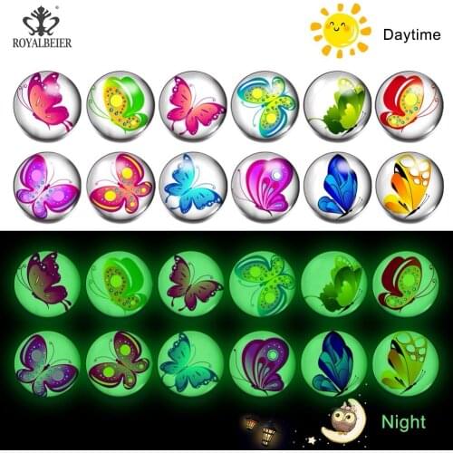 ROYALBEIER 12pcs/lot Mix Frog Patterns Glass Beads Fit 18mm Snap Button DIY Charm Bead For Kids Women Bracelets Jewelry Making