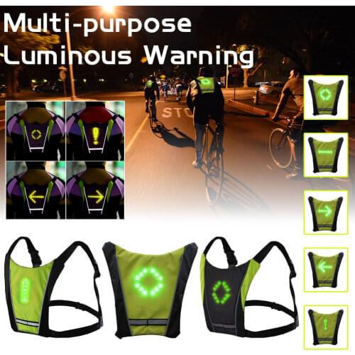 LED Turn Signal Vest Led Reflective Vest Warning Direction Backpack with Remote Controller for Night Cycling Running Walking Car