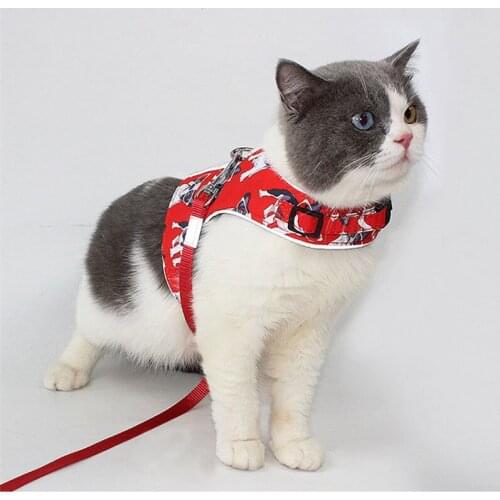 Cat Dog Adjustable Pet Harness for Small Dogs Printed Chihuahua Yorkshire Harnesses Reflective Walking Lead Leash