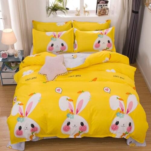 Shy Rabbit Kids' Favourable Bedding Set Simple Duvet Cover Set Pillowcase Home Textile 2/3pcs Bed Linen King Queen Size Dropship