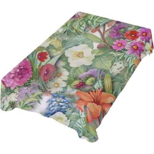 Farm Vintage Flowers Heavy Duty Vinyl Table Cloth Fabric Table Cover