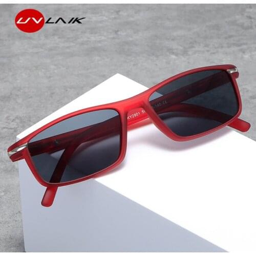 UVLAIK Retro Vintage Sunglasses Men Black Red Matte Smooth Elastic Paint Frame Sun Glasses Women Anti-ultraviolet Sunglass UV400