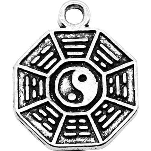 WYSIWYG 20pcs 16x13mm Charms Taoism Ba Gua Charm Feng Shui Charm Yin Yang Vintage DIY Accessories For Jewelry Making