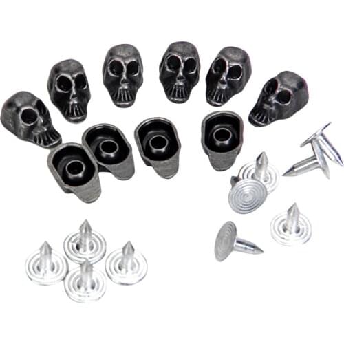 Skull Rivets Studs Antique Silver for Sewing 13 x 8mm Pack of 10 Sets
