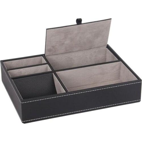 PU Leather Protective Box Case Watch Jewelry Ring Display Storage Tray Desktop Organizer for Women Men LL@17