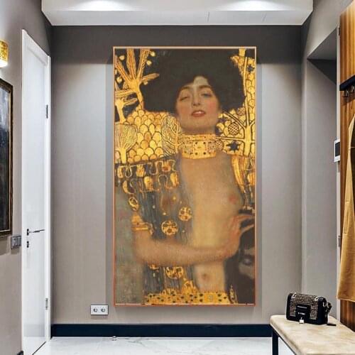 Gustav Klimt Women Golden Canvas Paintings Classic Oil Painting Wall Pictures For Living Room Big Canvas Art Decorative Pictures