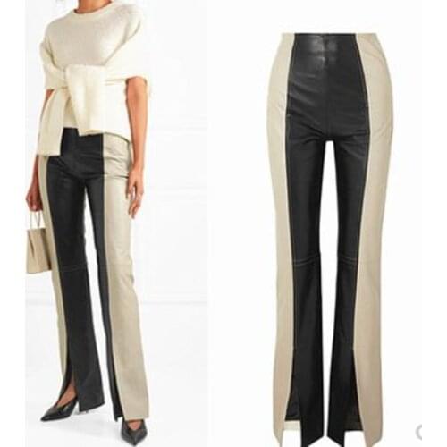 PU Trousers For Women High Waist Hit Colors Pants Female 2020 longs pants