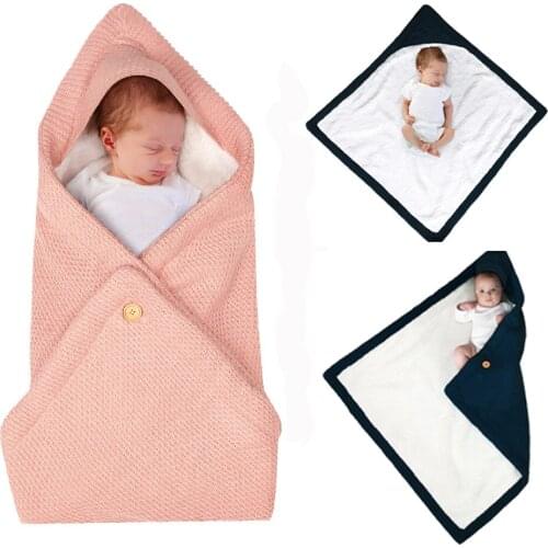 2021 Winter Baby Sleeping Bag Knitted Thicken Warm Newborn Stroller Swaddle Wrap Sleepsacks Infant Bedding Blanket