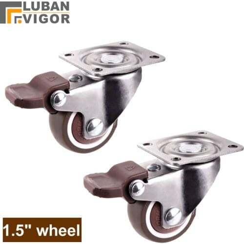 1.5 inch caster TPE synthetic rubber,with brake,Single bearing,Super mute wheels,bear 25kg/pcs,For Furniture hardware