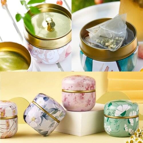 1Pc Coffee Tea Containers Candle Cans Candy Snacks Small Round Cans Mini Sealed Round Tank Travel Portable Flower Tea Box