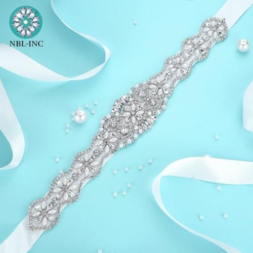 1PC) Rhinestone bridal belt wedding with diamante crystal wedding dress accessories sash belt for wedding dress WDD1046