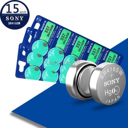15pcs For Sony Original Watch battery 337 SR416SW Silver Oxide 1.55V button cell battery for Watch Electric toy LED Headphone