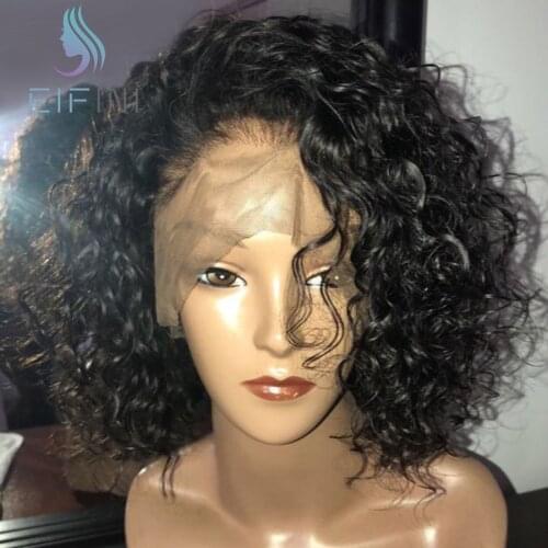 150% Density Short Curly Lace Front Human Hair Wigs With Baby Hair Brazilian Remy Hair Lace Closure Wigs Pre Plucked For Womens