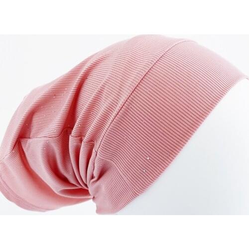 2021 Shiny Women Hijab Bonnet Turban Muslim Fashion Ribbed Inner Hijab Cap Tube Sequins Islam Underscarf Hijab Jersey Undercap
