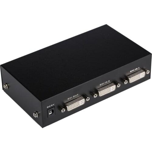 2x1 DVI Switch Full HD 1080P UXGA HDTV 165MHz, 2048x1536 high resolution, Metal Housing