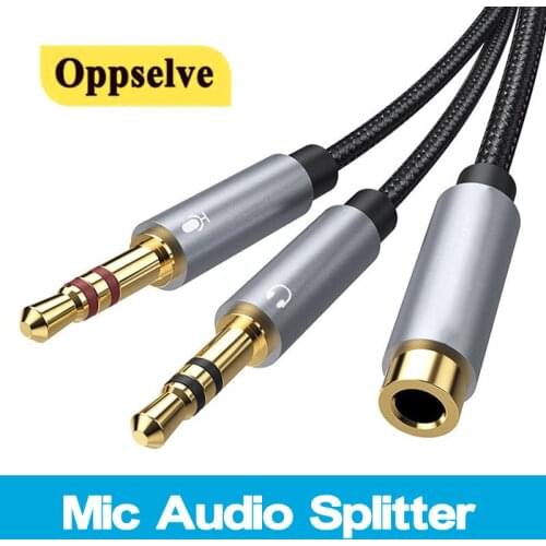 3.5mm Headphone Extension Cable Mic Audio Y Splitter Aux Cable 3.5 Female to 2 Male Microphone Splitter For PC Earphone Adapter