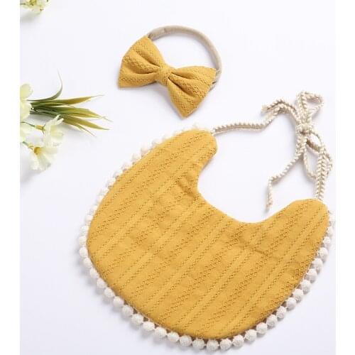 3pcs/set Baby Girls Tassel Saliva Towel Headbands Newborn Floral Vintage Photography Double Side Bibs Kids Props Bandana Burps