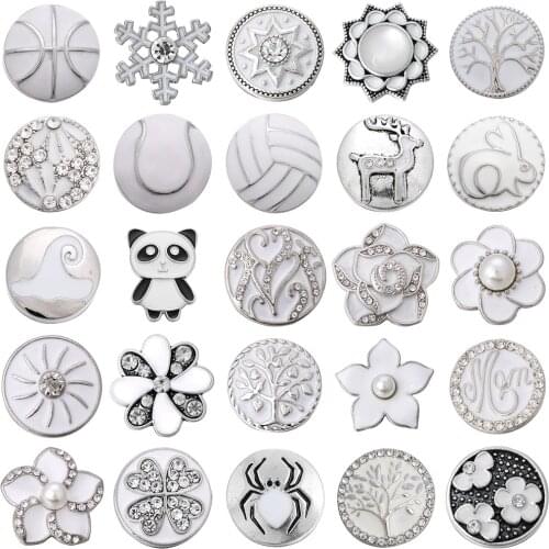 5pcs/lot New 18mm Snap Buttons Jewelry White Buttons Snap Jewelry Fit 18mm Snap Bracelet Necklace Jewelry