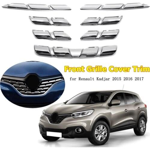 Car Chrome Front Mesh Grille Bumper Cover Trim Strip for Renault Kadjar 2015 2016 2017