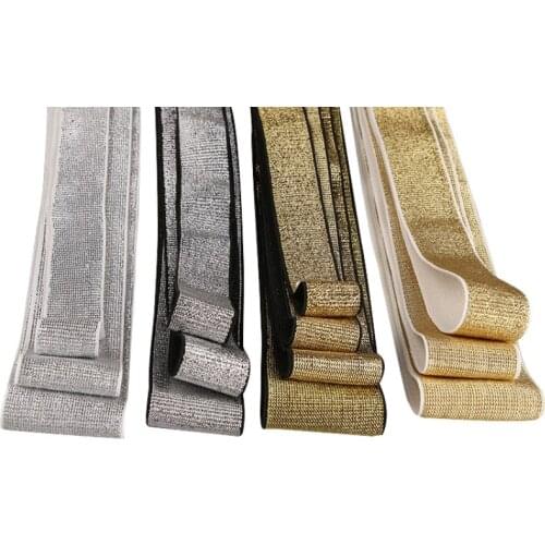 Glitter Gold Silver Elastic Bands 10mm 15mm 25mm 40mm Elastic Rubber Band Belt Garment Trousers Sewing Lace Trim DIY Accessories