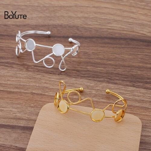 BoYuTe (5 Pieces/Lot) Metal Iron Line Twisted Love Bracelet Base with 12MM Blank Tray Handmade DIY Jewelry Accessories Materials