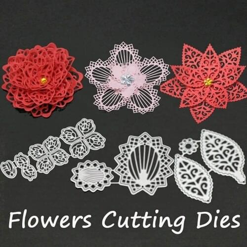 2 Styles Flowers Metal Cutting Dies Petal Sticthed for DIY Scrapbooking Paper Cards Album Photo Stencil Christmas Decoration