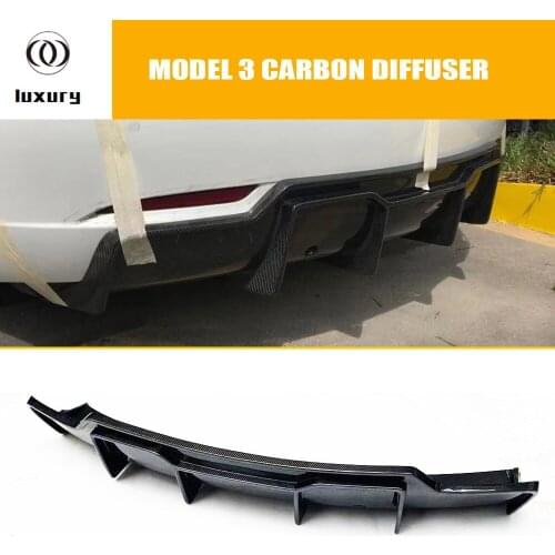 For Tesla Model 3 Carbon Fiber Rear Bumper Diffuser for Model 3 Rear Lip Diffuser Protector