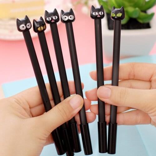 Wholesale 48pcs/lot Sweet Cute Black Cat Design Gel Pen/stationery Office School Supplies