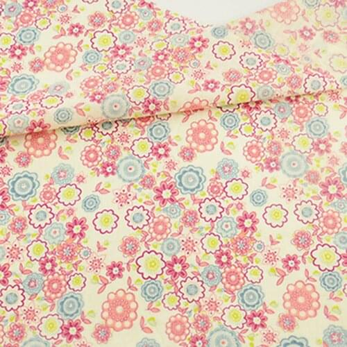 Cotton Fabric Printed Circle Floral and Leaves Designs Home Textile Sewing Tecido Doll Cloth Fat Quarter for Beginners Practice