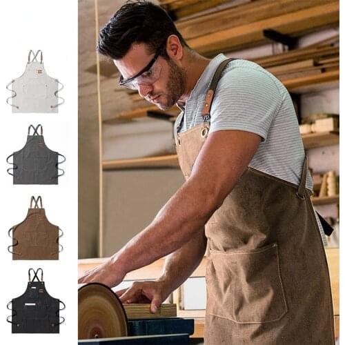 Canvas Apron Cafe Gardening Men and Women Restaurant Work Clothes Solid Color Sleeveless Apron Delantales De Cocina Para Mujer