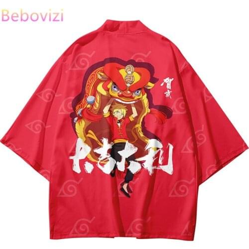 Red Plus Size 5XL 4XL Loose Japanese Anime Cartoons Cardigan Women and Men Harajuku Kimono Cosplay Tops Blouse Yukata Clothing