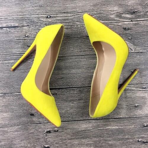 Lemon Yellow Sexy 12cm High Heels Shallow Women Shoes 10cm Girl Shoes Exclusive Fashion 8cm Thin Heels Party RM017 CHENSIR9