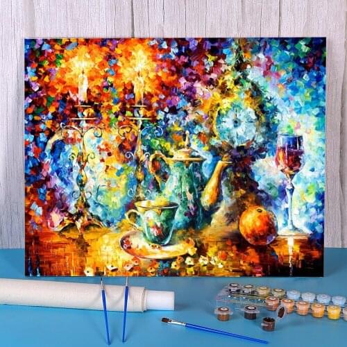 Oil Painting Style Dinner Paint By Numbers Package Acrylic Paints 40*50 Paiting By Numbers New Design Crafts Handicraft