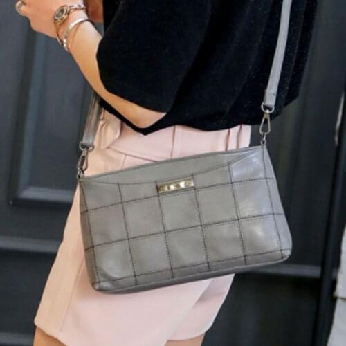 Women Fashion Crossbody Bags Lady Trendy Solid Color Shoulder Bags Ladies Handbag Female Vintage Leather Plaid Messenger Bag