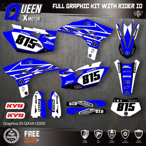 QUEEN X MOTOR Custom Team Graphics Backgrounds Decals 3M Stickers Kit For YAMAHA 2012-2015 WRF450 005