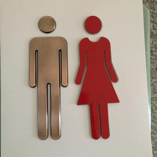 20 cm ABS Plating Adhesive Male Female Logo WC Door Sign Men Women Public Toilet For Bathroom Hotel Office Plaque Car Sticker