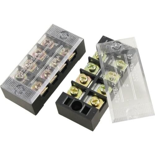 KSOL New Style 2 Pcs 25A Plastic 4 Position Wire Connector Barrier Terminal Block