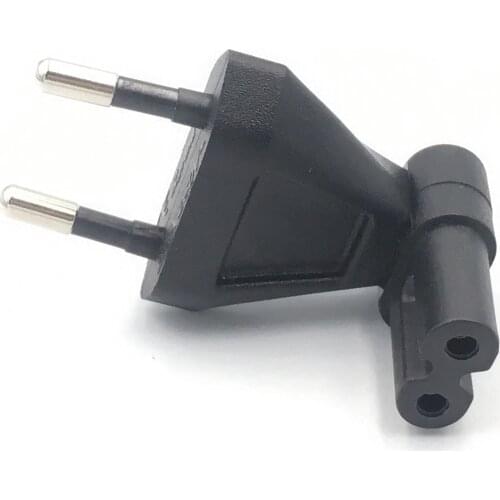 EU TO IEC320 C7 conversion plug, European 2 Pin to IEC 320 C7 RIght Angle AC adapter