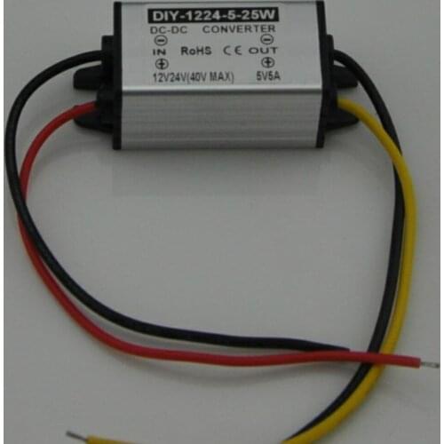 Converter 12V24V(6.5V-40V) Step Down 5V 5A 25W DC-DC Buck Module Car Power Supply Adapter Voltage Regulator Waterproof 100PCS
