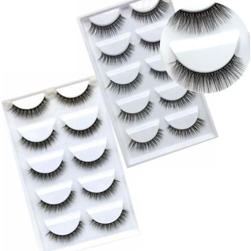 100 box eyelashes wholesale hand made 5 Pairs 3d mink volume eyelashes natural soft lashes for makeups In Bulk